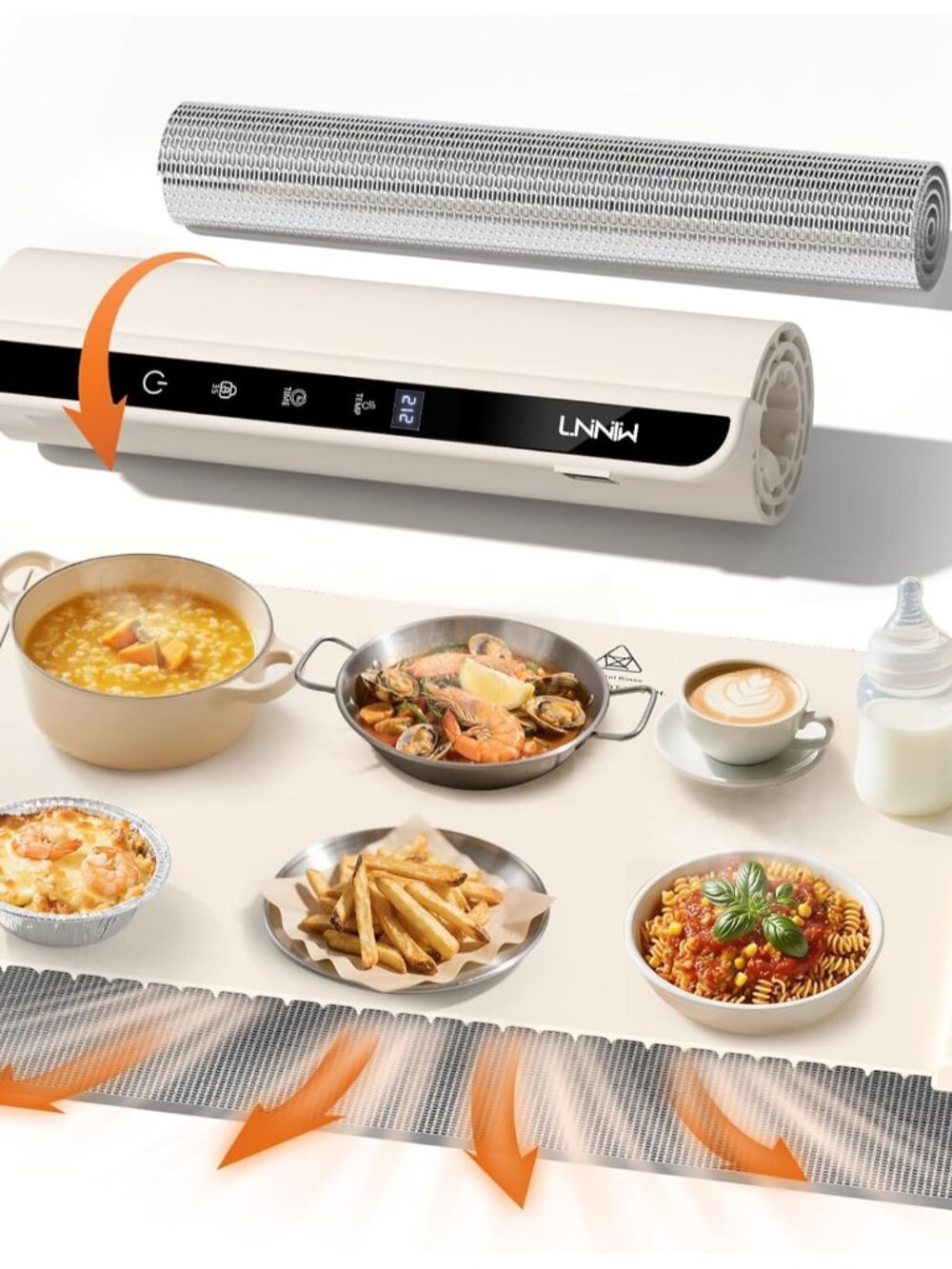Warming Mat for Food, 26x15 Inch, Off White, Fast Heat, Child Lock
